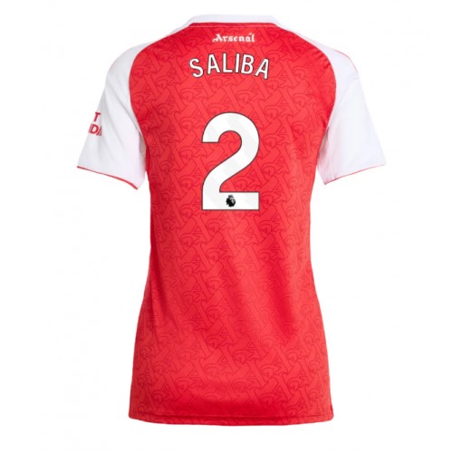 Echipament fotbal Arsenal William Saliba #2 Tricou Acasa 2025-26 pentru femei maneca scurta Echipament fotbal Arsenal William Saliba #2 Tricou Acasa 2025-26 pentru femei maneca scurta