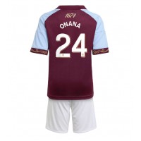 Echipament fotbal Aston Villa Amadou Onana #24 Tricou Acasa 2025-26 pentru copii maneca scurta (+ Pantaloni scurti)