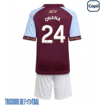 Echipament fotbal Aston Villa Amadou Onana #24 Tricou Acasa 2025-26 pentru copii maneca scurta (+ Pantaloni scurti)