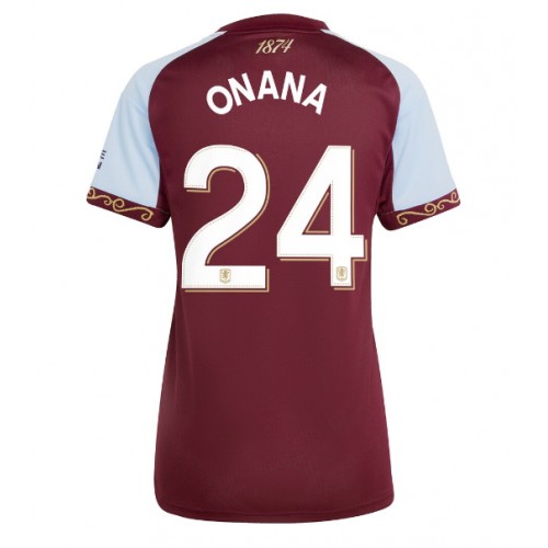 Echipament fotbal Aston Villa Amadou Onana #24 Tricou Acasa 2025-26 pentru femei maneca scurta Echipament fotbal Aston Villa Amadou Onana #24 Tricou Acasa 2025-26 pentru femei maneca scurta