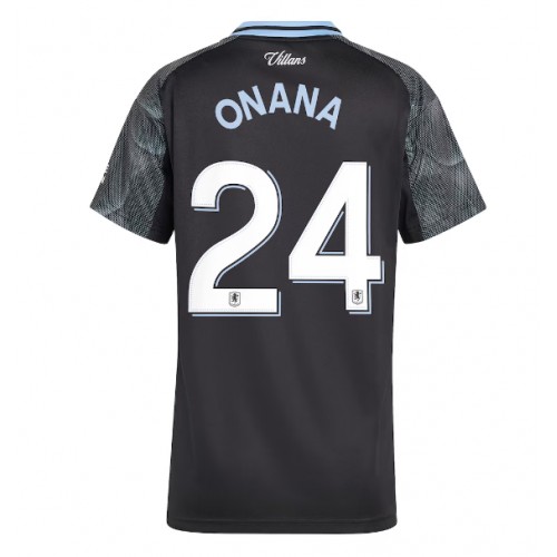 Echipament fotbal Aston Villa Amadou Onana #24 Tricou Deplasare 2025-26 pentru femei maneca scurta Echipament fotbal Aston Villa Amadou Onana #24 Tricou Deplasare 2025-26 pentru femei maneca scurta