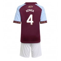 Echipament fotbal Aston Villa Ezri Konsa #4 Tricou Acasa 2025-26 pentru copii maneca scurta (+ Pantaloni scurti)