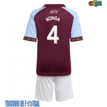 Echipament fotbal Aston Villa Ezri Konsa #4 Tricou Acasa 2025-26 pentru copii maneca scurta (+ Pantaloni scurti)