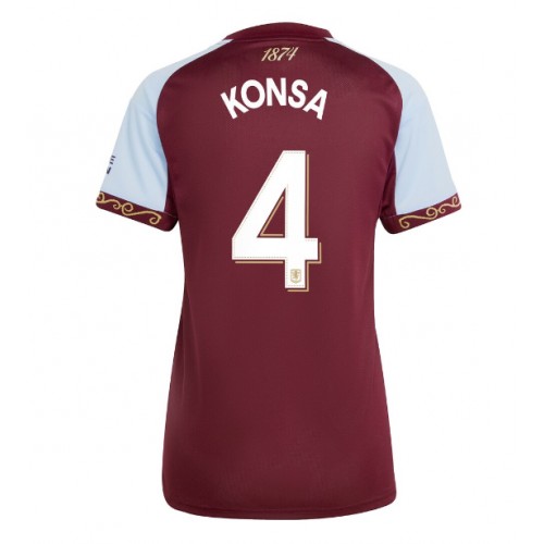 Echipament fotbal Aston Villa Ezri Konsa #4 Tricou Acasa 2025-26 pentru femei maneca scurta Echipament fotbal Aston Villa Ezri Konsa #4 Tricou Acasa 2025-26 pentru femei maneca scurta