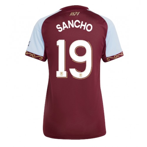 Echipament fotbal Aston Villa Jadon Sancho #19 Tricou Acasa 2025-26 pentru femei maneca scurta Echipament fotbal Aston Villa Jadon Sancho #19 Tricou Acasa 2025-26 pentru femei maneca scurta