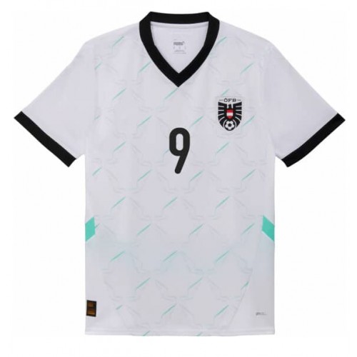 Echipament fotbal Austria Marcel Sabitzer #9 Tricou Deplasare European 2024 pentru femei maneca scurta Echipament fotbal Austria Marcel Sabitzer #9 Tricou Deplasare European 2024 pentru femei maneca scurta