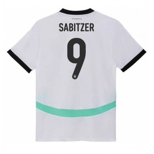 Echipament fotbal Austria Marcel Sabitzer #9 Tricou Deplasare European 2024 pentru femei maneca scurta Echipament fotbal Austria Marcel Sabitzer #9 Tricou Deplasare European 2024 pentru femei maneca scurta