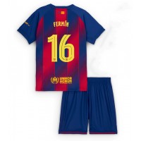 Echipament fotbal Barcelona Fermin Lopez #16 Tricou Acasa 2025-26 pentru copii maneca scurta (+ Pantaloni scurti)
