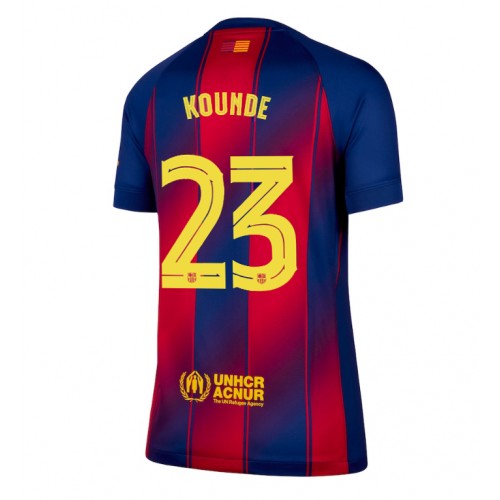 Echipament fotbal Barcelona Jules Kounde #23 Tricou Acasa 2025-26 pentru femei maneca scurta Echipament fotbal Barcelona Jules Kounde #23 Tricou Acasa 2025-26 pentru femei maneca scurta