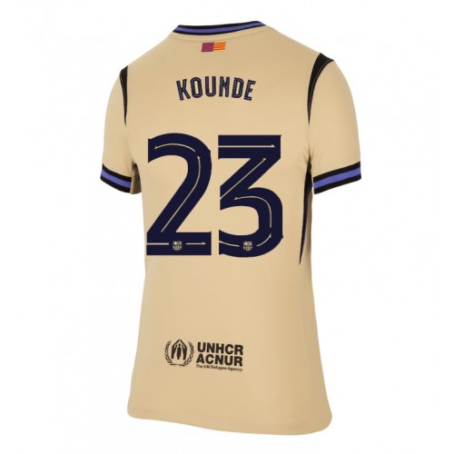 Echipament fotbal Barcelona Jules Kounde #23 Tricou Deplasare 2025-26 pentru femei maneca scurta Echipament fotbal Barcelona Jules Kounde #23 Tricou Deplasare 2025-26 pentru femei maneca scurta