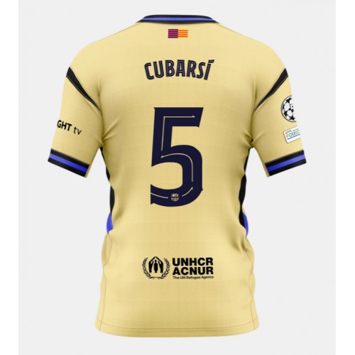 Echipament fotbal Barcelona Pau Cubarsi #5 Tricou Deplasare 2025-26 maneca scurta Echipament fotbal Barcelona Pau Cubarsi #5 Tricou Deplasare 2025-26 maneca scurta