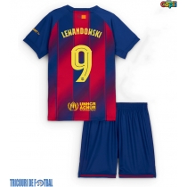 Echipament fotbal Barcelona Robert Lewandowski #9 Tricou Acasa 2025-26 pentru copii maneca scurta (+ Pantaloni scurti)