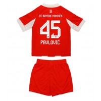 Echipament fotbal Bayern Munich Aleksandar Pavlovic #45 Tricou Acasa 2025-26 pentru copii maneca scurta (+ Pantaloni scurti)