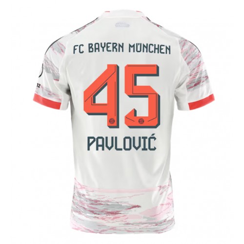 Echipament fotbal Bayern Munich Aleksandar Pavlovic #45 Tricou Deplasare 2025-26 maneca scurta Echipament fotbal Bayern Munich Aleksandar Pavlovic #45 Tricou Deplasare 2025-26 maneca scurta