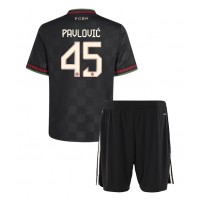 Echipament fotbal Bayern Munich Aleksandar Pavlovic #45 Tricou Treilea 2025-26 pentru copii maneca scurta (+ Pantaloni scurti)