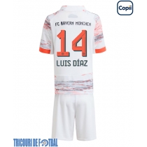 Echipament fotbal Bayern Munich Luis Diaz #14 Tricou Deplasare 2025-26 pentru copii maneca scurta (+ Pantaloni scurti)