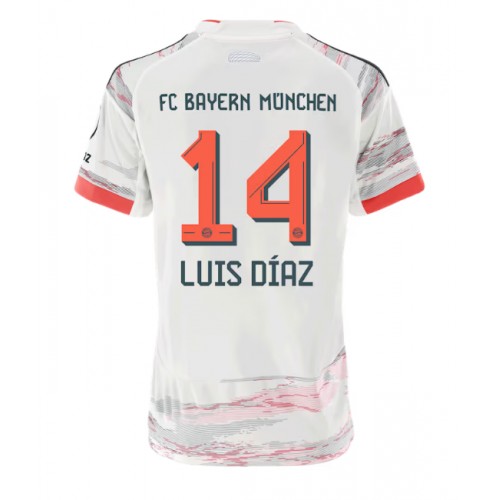 Echipament fotbal Bayern Munich Luis Diaz #14 Tricou Deplasare 2025-26 pentru femei maneca scurta Echipament fotbal Bayern Munich Luis Diaz #14 Tricou Deplasare 2025-26 pentru femei maneca scurta