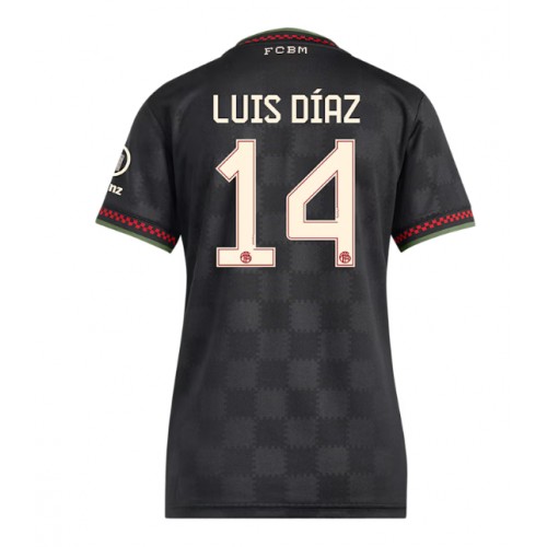 Echipament fotbal Bayern Munich Luis Diaz #14 Tricou Treilea 2025-26 pentru femei maneca scurta Echipament fotbal Bayern Munich Luis Diaz #14 Tricou Treilea 2025-26 pentru femei maneca scurta