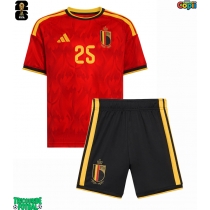 Echipament fotbal Belgia Nathan Ngoy #25 Tricou Acasa Mondial 2026 pentru copii maneca scurta (+ Pantaloni scurti)