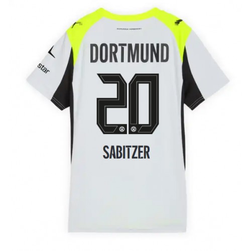 Echipament fotbal Borussia Dortmund Marcel Sabitzer #20 Tricou Deplasare 2025-26 pentru femei maneca scurta Echipament fotbal Borussia Dortmund Marcel Sabitzer #20 Tricou Deplasare 2025-26 pentru femei maneca scurta