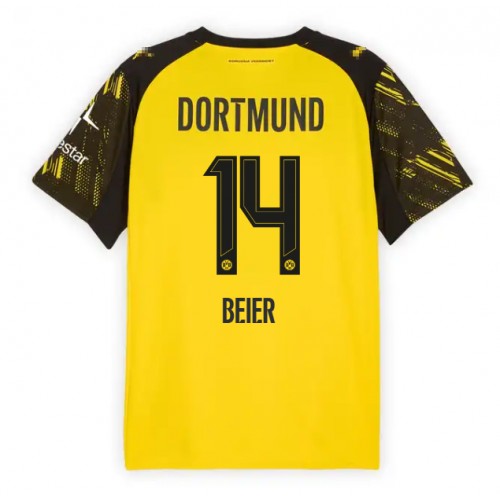 Echipament fotbal Borussia Dortmund Maximilian Beier #14 Tricou Acasa 2025-26 maneca scurta Echipament fotbal Borussia Dortmund Maximilian Beier #14 Tricou Acasa 2025-26 maneca scurta
