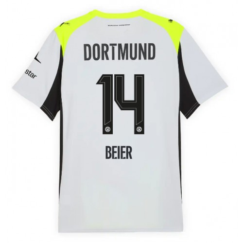 Echipament fotbal Borussia Dortmund Maximilian Beier #14 Tricou Deplasare 2025-26 maneca scurta Echipament fotbal Borussia Dortmund Maximilian Beier #14 Tricou Deplasare 2025-26 maneca scurta
