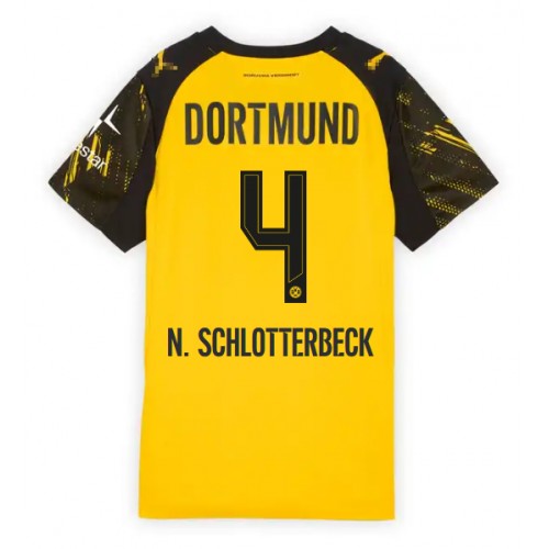 Echipament fotbal Borussia Dortmund Nico Schlotterbeck #4 Tricou Acasa 2025-26 pentru femei maneca scurta Echipament fotbal Borussia Dortmund Nico Schlotterbeck #4 Tricou Acasa 2025-26 pentru femei maneca scurta
