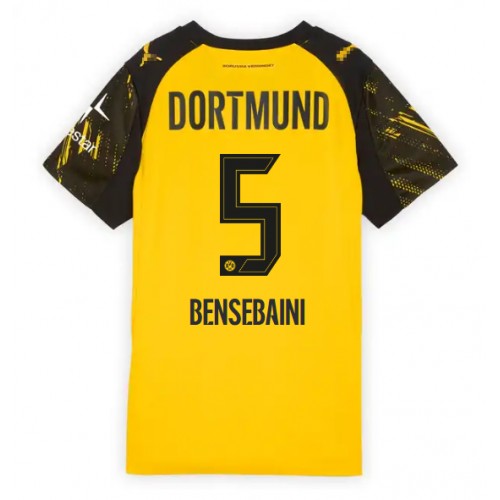 Echipament fotbal Borussia Dortmund Ramy Bensebaini #5 Tricou Acasa 2025-26 pentru femei maneca scurta Echipament fotbal Borussia Dortmund Ramy Bensebaini #5 Tricou Acasa 2025-26 pentru femei maneca scurta