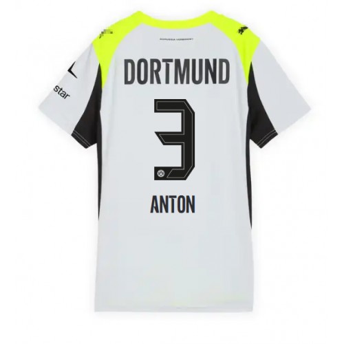Echipament fotbal Borussia Dortmund Waldemar Anton #3 Tricou Deplasare 2025-26 pentru femei maneca scurta Echipament fotbal Borussia Dortmund Waldemar Anton #3 Tricou Deplasare 2025-26 pentru femei maneca scurta