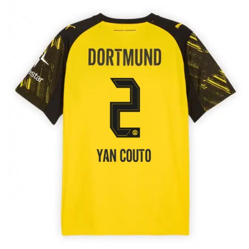 Echipament fotbal Borussia Dortmund Yan Couto #2 Tricou Acasa 2025-26 maneca scurta Echipament fotbal Borussia Dortmund Yan Couto #2 Tricou Acasa 2025-26 maneca scurta