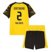 Echipament fotbal Borussia Dortmund Yan Couto #2 Tricou Acasa 2025-26 pentru copii maneca scurta (+ Pantaloni scurti)