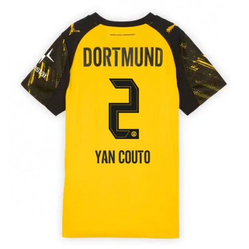 Echipament fotbal Borussia Dortmund Yan Couto #2 Tricou Acasa 2025-26 pentru femei maneca scurta Echipament fotbal Borussia Dortmund Yan Couto #2 Tricou Acasa 2025-26 pentru femei maneca scurta
