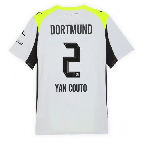 Echipament fotbal Borussia Dortmund Yan Couto #2 Tricou Deplasare 2025-26 maneca scurta Echipament fotbal Borussia Dortmund Yan Couto #2 Tricou Deplasare 2025-26 maneca scurta