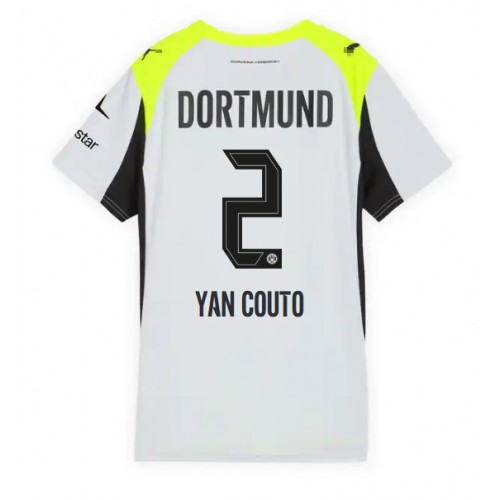Echipament fotbal Borussia Dortmund Yan Couto #2 Tricou Deplasare 2025-26 pentru femei maneca scurta Echipament fotbal Borussia Dortmund Yan Couto #2 Tricou Deplasare 2025-26 pentru femei maneca scurta