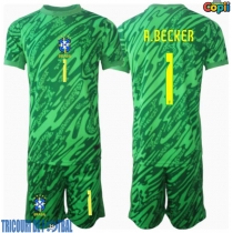 Echipament fotbal Brazilia Alisson Becker #1 Portar Tricou Acasa Copa America 2024 pentru copii maneca scurta (+ Pantaloni scurti)