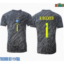 Echipament fotbal Brazilia Alisson Becker #1 Portar Tricou Deplasare Copa America 2024 maneca scurta