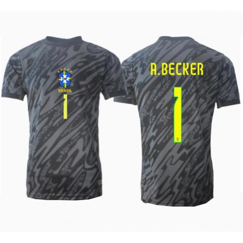 Echipament fotbal Brazilia Alisson Becker #1 Portar Tricou Deplasare Copa America 2024 maneca scurta Echipament fotbal Brazilia Alisson Becker #1 Portar Tricou Deplasare Copa America 2024 maneca scurta