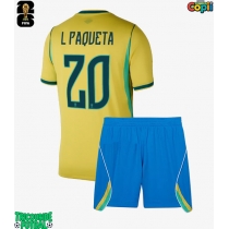 Echipament fotbal Brazilia Lucas Paqueta #20 Tricou Acasa Mondial 2026 pentru copii maneca scurta (+ Pantaloni scurti)