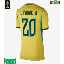 Echipament fotbal Brazilia Lucas Paqueta #20 Tricou Acasa Mondial 2026 pentru femei maneca scurta