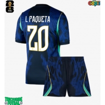 Echipament fotbal Brazilia Lucas Paqueta #20 Tricou Deplasare Mondial 2026 pentru copii maneca scurta (+ Pantaloni scurti)