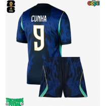 Echipament fotbal Brazilia Matheus Cunha #9 Tricou Deplasare Mondial 2026 pentru copii maneca scurta (+ Pantaloni scurti)