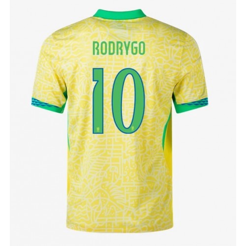 Echipament fotbal Brazilia Rodrygo Goes #10 Tricou Acasa Copa America 2024 maneca scurta Echipament fotbal Brazilia Rodrygo Goes #10 Tricou Acasa Copa America 2024 maneca scurta