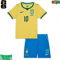 Echipament fotbal Brazilia Vinicius Junior #10 Tricou Acasa Mondial 2026 pentru copii maneca scurta (+ Pantaloni scurti)