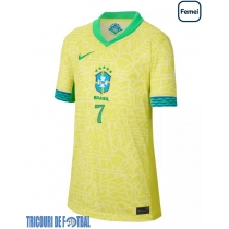Echipament fotbal Brazilia Vinicius Junior #7 Tricou Acasa Copa America 2024 pentru femei maneca scurta