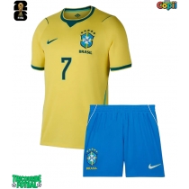 Echipament fotbal Brazilia Vinicius Junior #7 Tricou Acasa Mondial 2026 pentru copii maneca scurta (+ Pantaloni scurti)