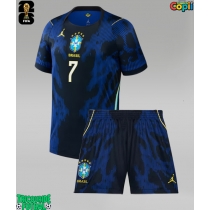 Echipament fotbal Brazilia Vinicius Junior #7 Tricou Deplasare Mondial 2026 pentru copii maneca scurta (+ Pantaloni scurti)