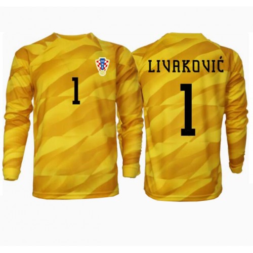 Echipament fotbal Croaţia Dominik Livakovic #1 Portar Tricou Acasa European 2024 maneca lunga Echipament fotbal Croaţia Dominik Livakovic #1 Portar Tricou Acasa European 2024 maneca lunga