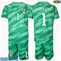 Echipament fotbal Croaţia Dominik Livakovic #1 Portar Tricou Deplasare European 2024 pentru copii maneca scurta (+ Pantaloni scurti)