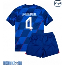 Echipament fotbal Croaţia Josko Gvardiol #4 Tricou Deplasare European 2024 pentru copii maneca scurta (+ Pantaloni scurti)