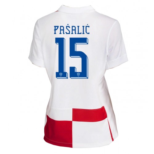 Echipament fotbal Croaţia Mario Pasalic #15 Tricou Acasa European 2024 pentru femei maneca scurta Echipament fotbal Croaţia Mario Pasalic #15 Tricou Acasa European 2024 pentru femei maneca scurta